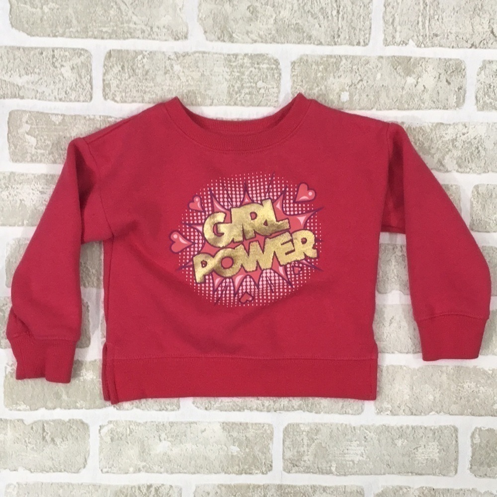 Falls Creek Kids Girls 2T Girl Power Fleece Pullover Sweatshirt Pink